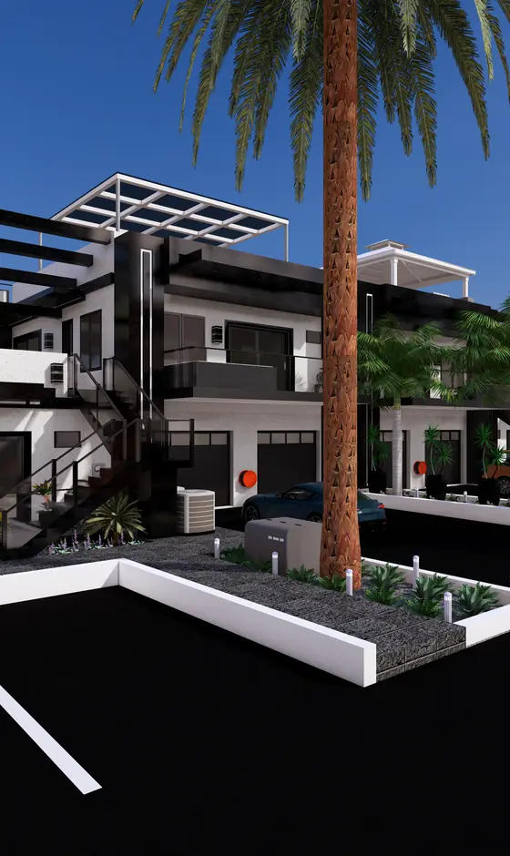 SCDC Texas fee-simple deeded apartment building street-view exterior render
